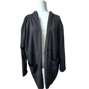 Mudd Open Front Cardigan Black Hoodie Pockets Boho SZ XL